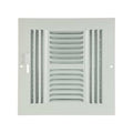Sidewall/Ceiling Register, 8 in W x 8 in H Opening, 210 cfm, White, Steel, Four-Way, Surface Mount