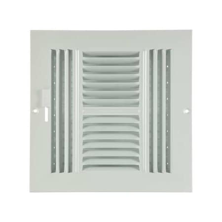 Sidewall/Ceiling Register, 8 in W x 8 in H Opening, 210 cfm, White, Steel, Four-Way, Surface Mount