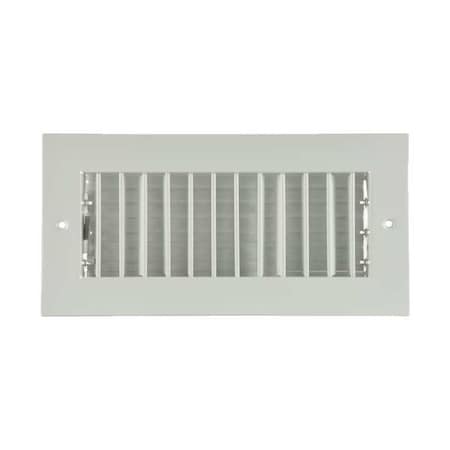 Sidewall/Ceiling Register, 10 in W x 4 in Opening, White, Steel, One-Way Airflow, Surface Mount