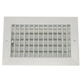 Sidewall/Ceiling Register, 8 in W x 8 in H Opening, White, Steel, One-Way Airflow, Surface Mount