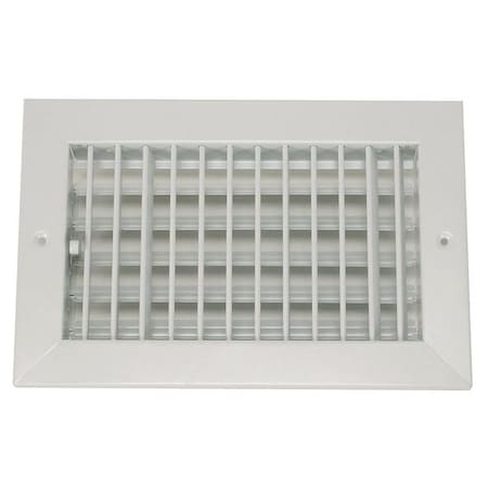 Sidewall/Ceiling Register, 8 in W x 8 in H Opening, White, Steel, One-Way Airflow, Surface Mount