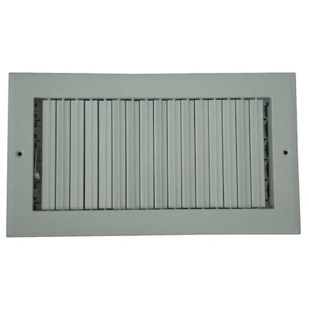 Sidewall/Ceiling Register, 10 in W x 8 in H Opening, White, Aluminum, Adjustable Airflow, Surface