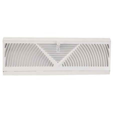 Baseboard Register W/ Damper, 18 in W x 2 in H Opening, White, Steel, One-Way, Surface Mount