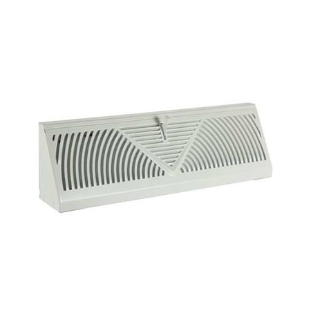 Baseboard Register, 12 in W x 2 in H Opening, White, Steel, One-Way, Surface Mount