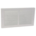 Return Air Baseboard Grille, 14 in W x 6 in H Opening, White, Steel, One-Way Airflow, Surface Mount