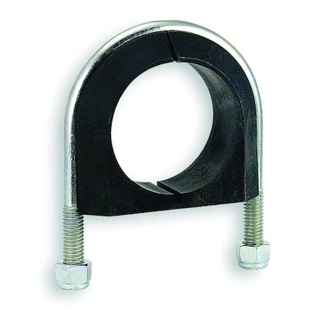 Vibration-Dampening U-Bolt, 1/2"-13, 9 7/32 in W, 9 53/64 in H, Zinc Plated Steel