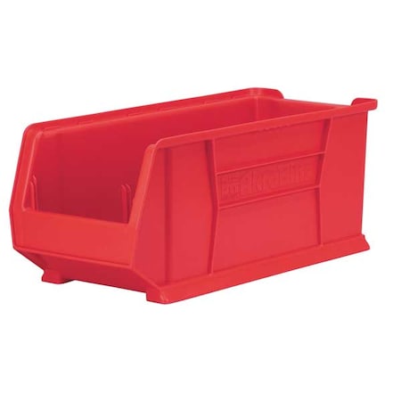 Storage Bin, Plastic, Red, 7 in H, 11 in W, 23 7/8 in L