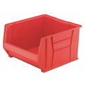 Storage Bin, Plastic, Red, 12 in H, 18 1/4 in W, 23 7/8 in L
