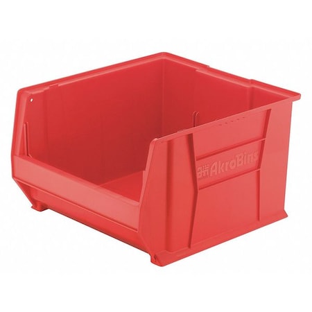 Storage Bin, Plastic, Red, 12 in H, 18 1/4 in W, 23 7/8 in L