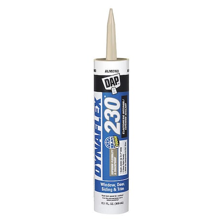Acrylic Latex Elastomeric Sealant, 10 oz, Cartridge, Almond, Elastomeric Latex Base, Dynaflex 230