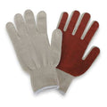 Knit Gloves, Cotton, Polyester, Flat Palm, White/Rust, S, 1 PR