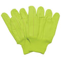 Knit Gloves, Cotton, None Uncoated, High Visibility Yellow, L, 1 PR