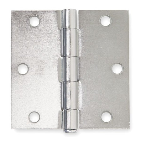 Door and Butt Hinge, Steel, Full Mortise Mounting, 1 1/2 in Leaf W x 3 1/2 in Leaf H, zinc plated