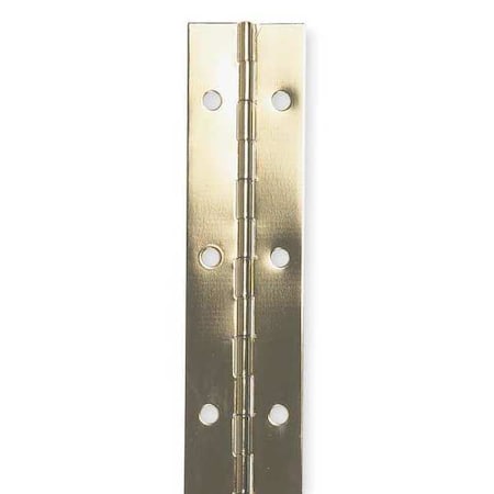 Piano Hinge, Steel, Full Surface Mounting, 1 1/2 in Leaf W x 48 in Leaf H, Bright Brass
