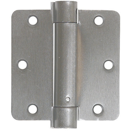 Spring Hinge, Steel, Full Mortise Mounting, 1 3/4 in Leaf W x 3 1/2 in Leaf H, Satin Chrome