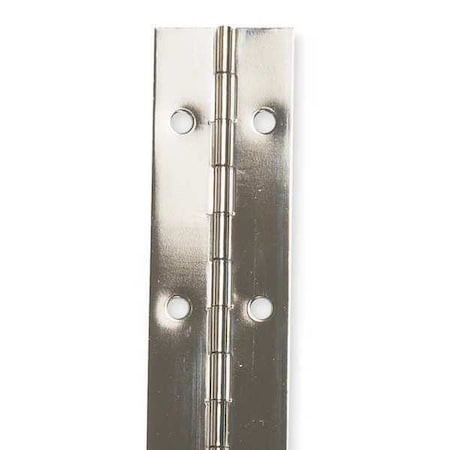 Piano Hinge, Steel, Full Surface Mounting, 5/8 in Leaf W x 48 in Leaf H, Bright Nickel