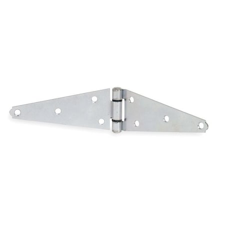 Strap Hinge, Steel, Full Surface Mounting, 8 in Leaf W x 3 in Leaf H, zinc plated