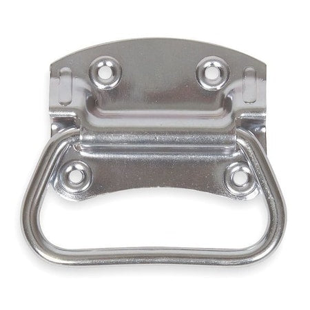 Handle, Chest, 4 1/16 In, Polished Zinc, Unthr. Through Holes