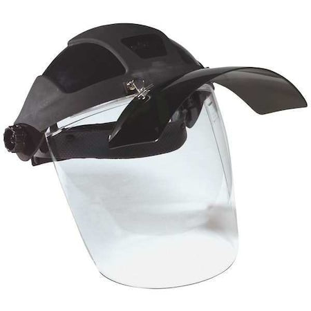 Ratchet Face Shield Assembly, Clear Visor, Polycarbonate, Ratchet Suspension, Anti-Fog Lens, Black