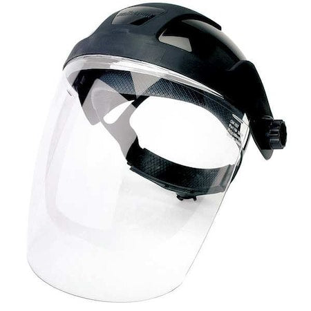 Ratchet Face Shield Assembly, Clear Visor, Polycarbonate, Ratchet Suspension, Anti-Fog Lens, Black