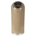 15 gal Round Indoor Metal Can, Beige, Steel