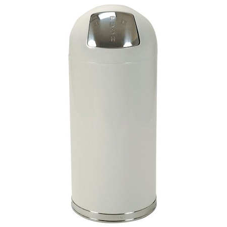 15 gal Round Indoor Metal Can, White, Steel