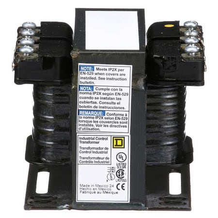 Control Transformer, 75 VA, Not Rated, 120V AC, 208/240/480V AC