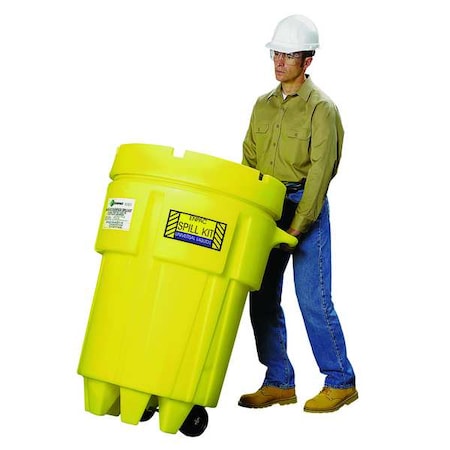 Spill Kit, 61 gal Volume Absorbed per Kit, 156 gal Capacity, Drum, Yellow, 76