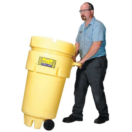 Spill Kit, 16 gal Volume Absorbed per Kit, 50 gal Capacity, Drum, Yellow, 76