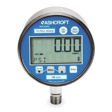 Digital Test Pressure Gauge, 0 to 300 psi, 3 in Dial, 1/4 in NPT, Bottom Location