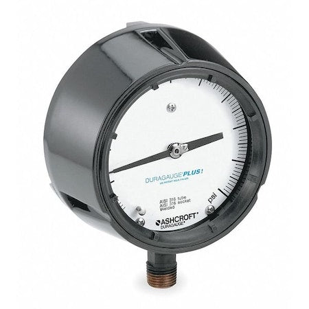 Process Pressure Gauge, 0 to 1,500 psi, 4 1/2 in Dial, 1/2 in NPT, Bottom Location