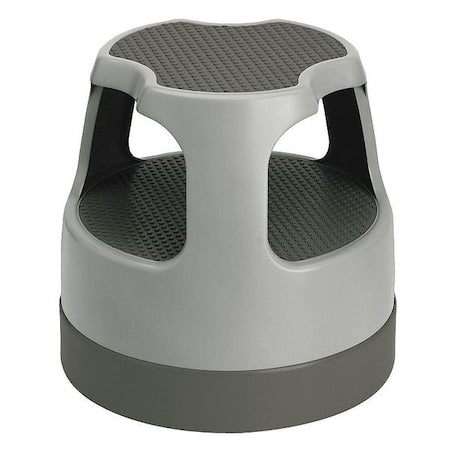 Round Office Stool, 2 Steps, 300 lb Load Capacity, 15 in Overall Height, Plastic, Gray