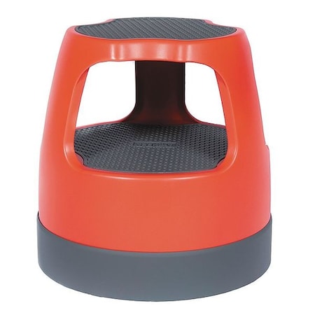 Round Office Stool, 2 Steps, 300 lb Load Capacity, 15 in Overall Height, Plastic, Red