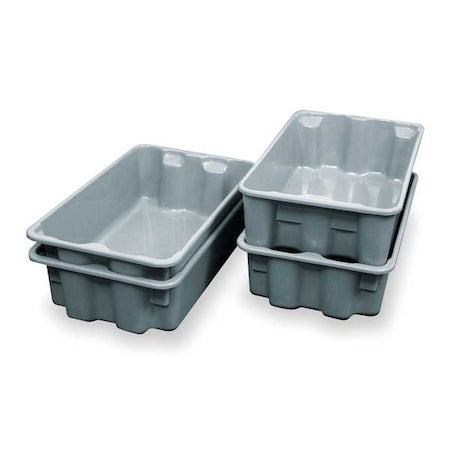 Stack & Nest Storage Container, 6.2 gal, 20-1/2 in L x 12-7/8 in W x 8 in H, Gray