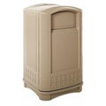 Plaza 50 gal Square Outdoor Can, Beige, None, Plastic, 25 1/4 in