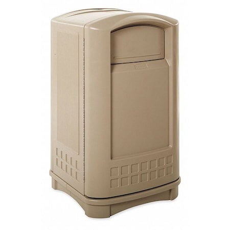 Plaza 50 gal Square Outdoor Can, Beige, None, Plastic, 25 1/4 in