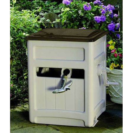 21 in L x 26 in W x 27 1/2 in H Hose Hideaway Reel for 225 ft L x 5/8 in I.D., Resin, Taupe