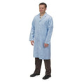 Collared Lab Coat, Polyester/Cotton, Buttons Closure, Light Blue, XL