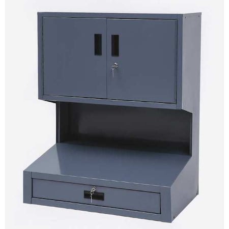 Shop Desk Top, 39 1/2 in H, 31 1/2 in W, 21 in D, Stationary, Gray, 1 Shelves, 1 Drawers