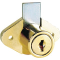 Cabinet and Drawer Dead Bolt Locks, Brass, 15/16" For Door Thickness, 0 Number of Keys
