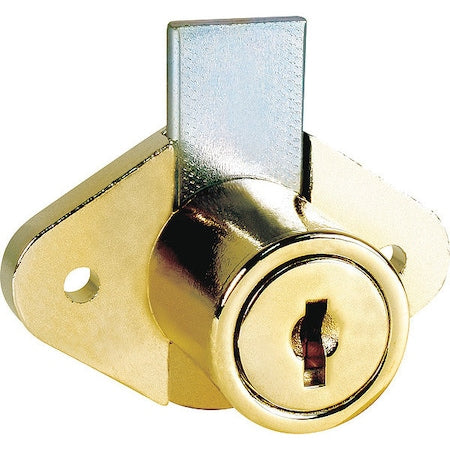 Cabinet and Drawer Dead Bolt Locks, Brass, 15/16" For Door Thickness, 0 Number of Keys