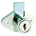 Cabinet and Drawer Dead Bolt Locks, Bright Nickel, 15/16 For Door Thickness, 2 Number of Keys
