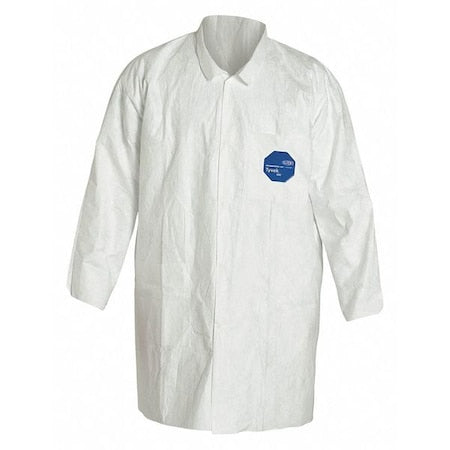 Disposable Lab Coat, Tyvek(R) 400, Snaps Closure, White, M, 30 PK