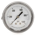 Panel-Mount Pressure Gauge, 0 to 1, 000 psi, 2 1/2 in Dial, 1/4 in NPT, Center Back Location