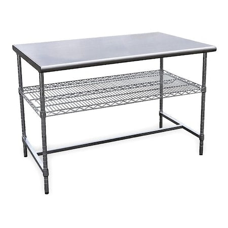 Fixed Work Table, SS, 48" W, 30" D
