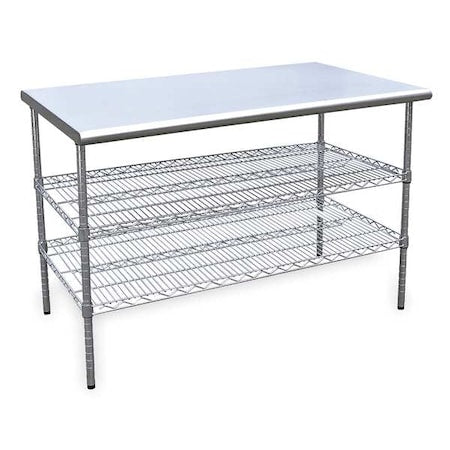 Fixed Work Table, SS, 60" W, 30" D