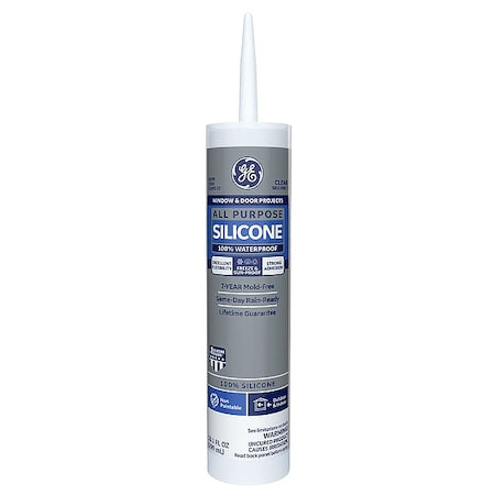 Silicone Sealant, 10 oz, Cartridge, Clear, Silicone Base, All Purpose Silicone