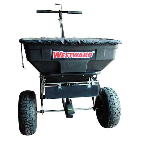 125 lbs Cap Broadcast Spreader For Ice Melt, Fertilizer& Grass Seed, 12 ft Spread, Fixed T Handle