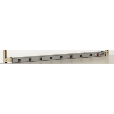 Power Strip, 8 Outlet(s) 6 ft., Beige