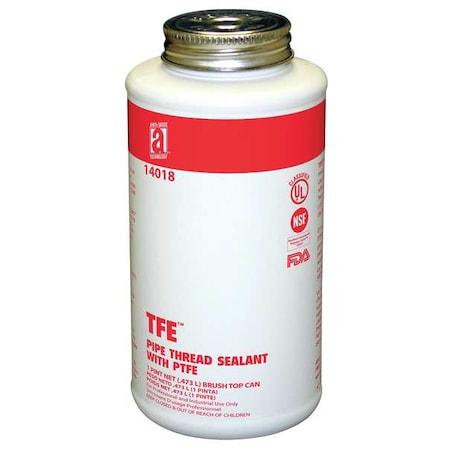 Pipe Thread Sealant 19.2 fl oz, Brush-Top Can, TFE, Off-White, Paste